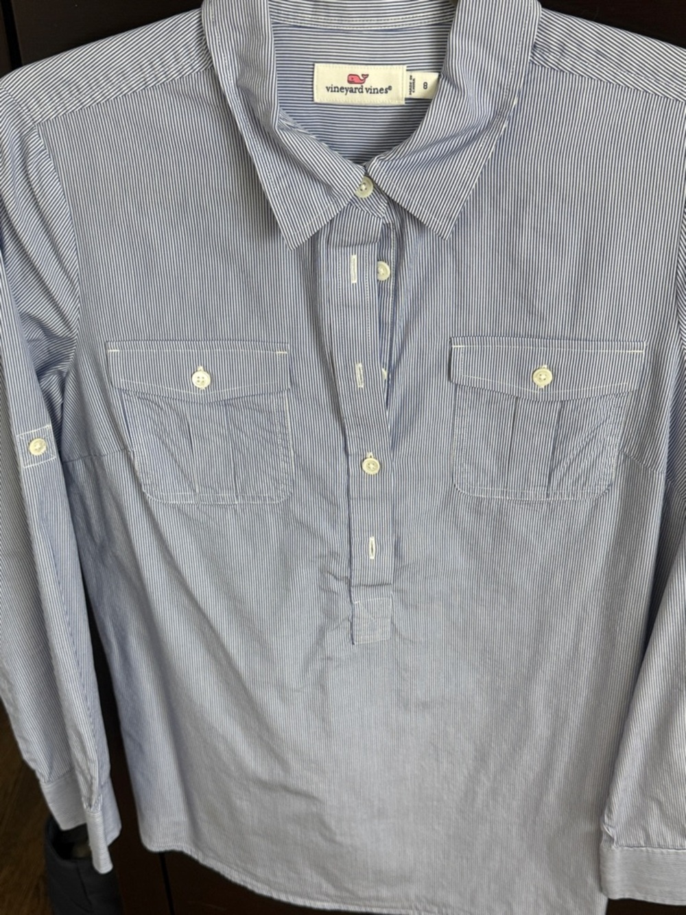 Vineyard Vines Women’s Light Blue Narrow-Stripe Tunic